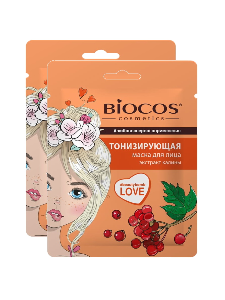 Комплект Тканевая маска для лица BioCos Тонизирующая х 2 шт