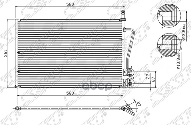 фото Радиатор кондиционера ford fusion/fiesta 1.2/1.4/1.6 01-08/mazda 2 1.3/1.4/1.6 02 sat арт.