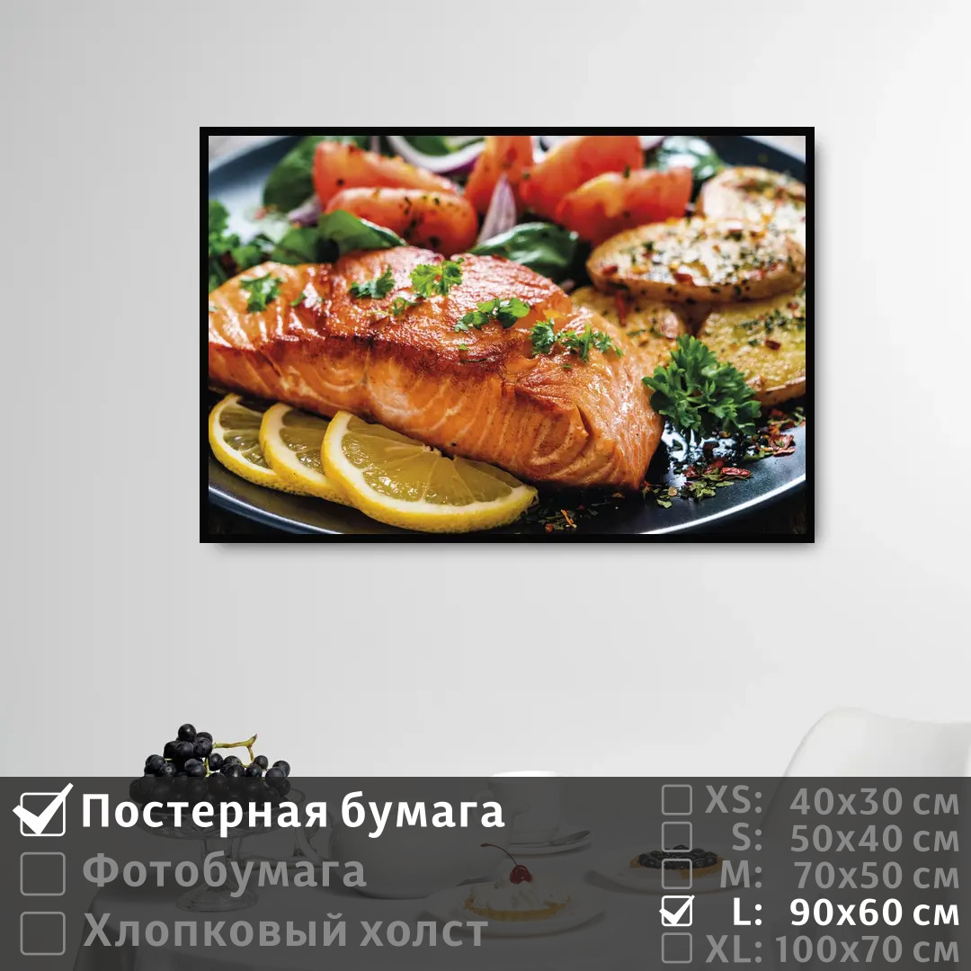 

Постер на стену ПолиЦентр Блюдо из рыбы и овощей 90х60 см, БлюдоИзРыбыИОвощей