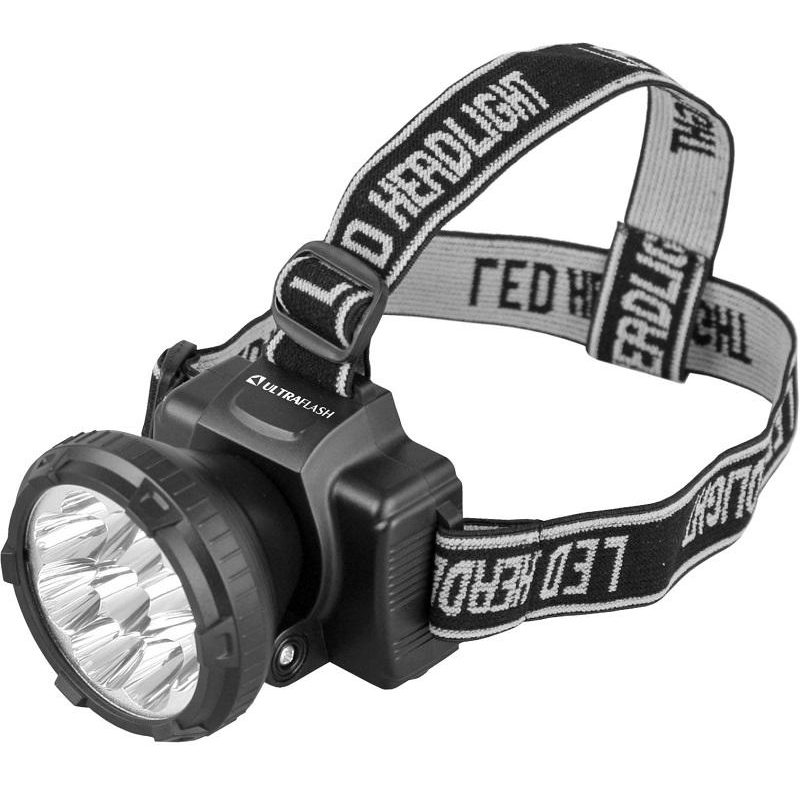 

Фонарь налобный Ultraflash 9LED 33Лм,акк220,0,5Ач,, Черный