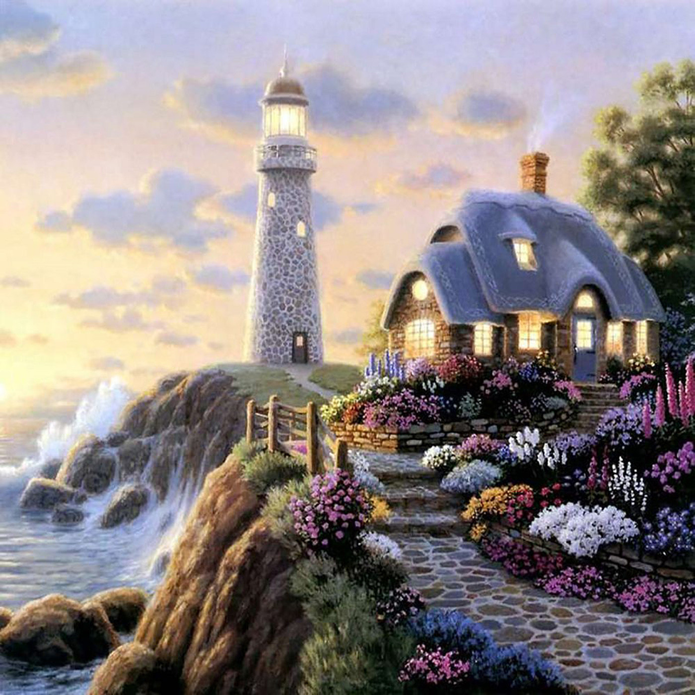 Купить Картина мозаикой Molly Сказочный маяк KM0674, 28 цветов, 30х30 см,