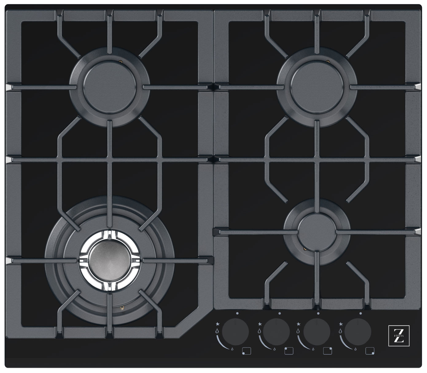 фото Встраиваемая газовая панель zugel zgh601b black