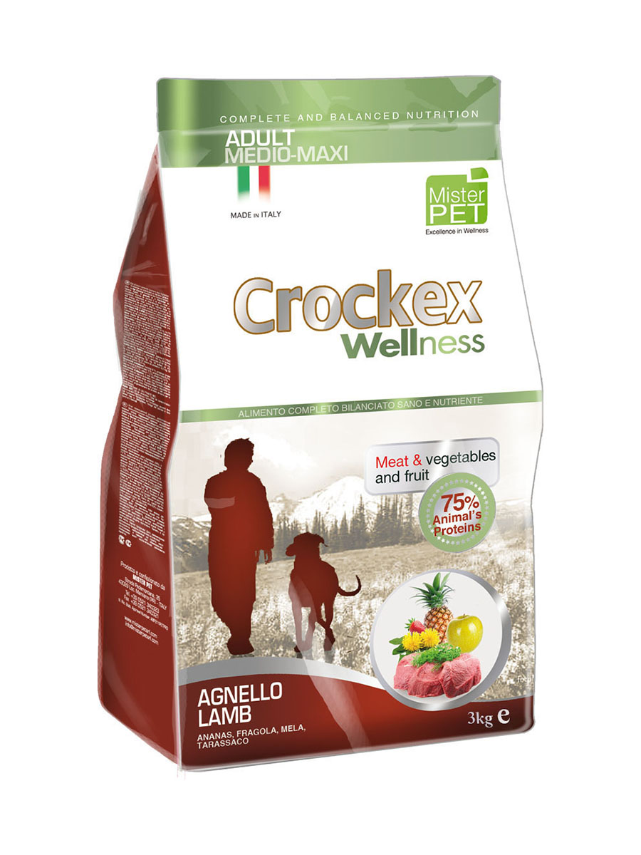 фото Сухой корм для собак crockex wellness adult medio-maxi, ягненок, рис, 3кг