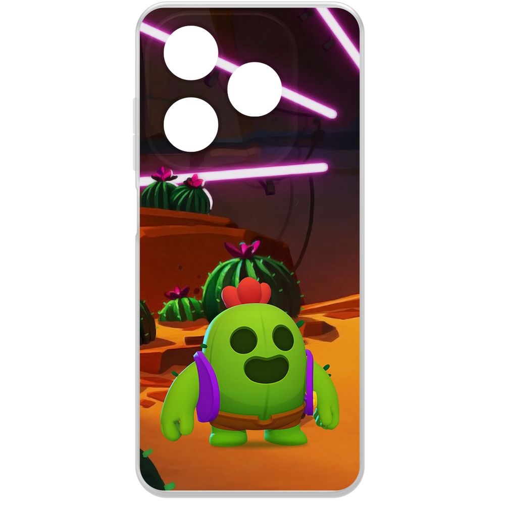 Чехол-накладка Krutoff Clear Case Brawl Stars-Спайк для TECNO Spark 20