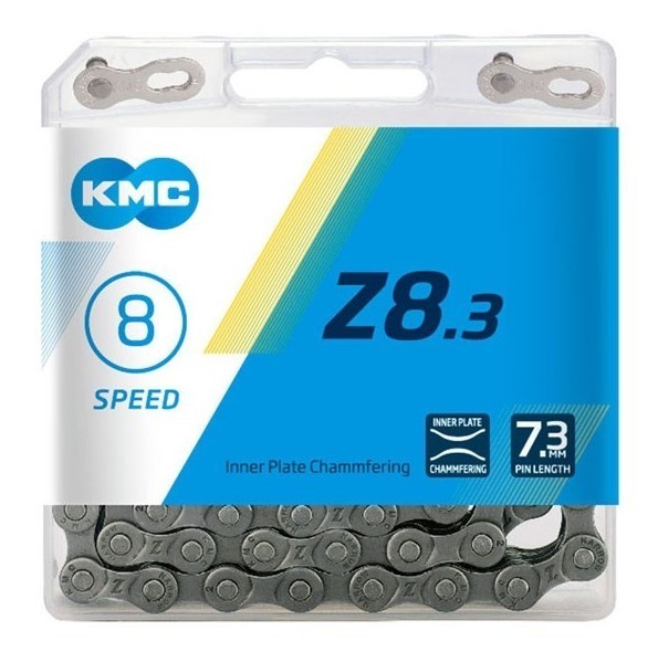Цепь велосипедная KMC Z8.3 Silver/Grey, 7/8 (21/24) скоростей, 114 звеньев, 1/2