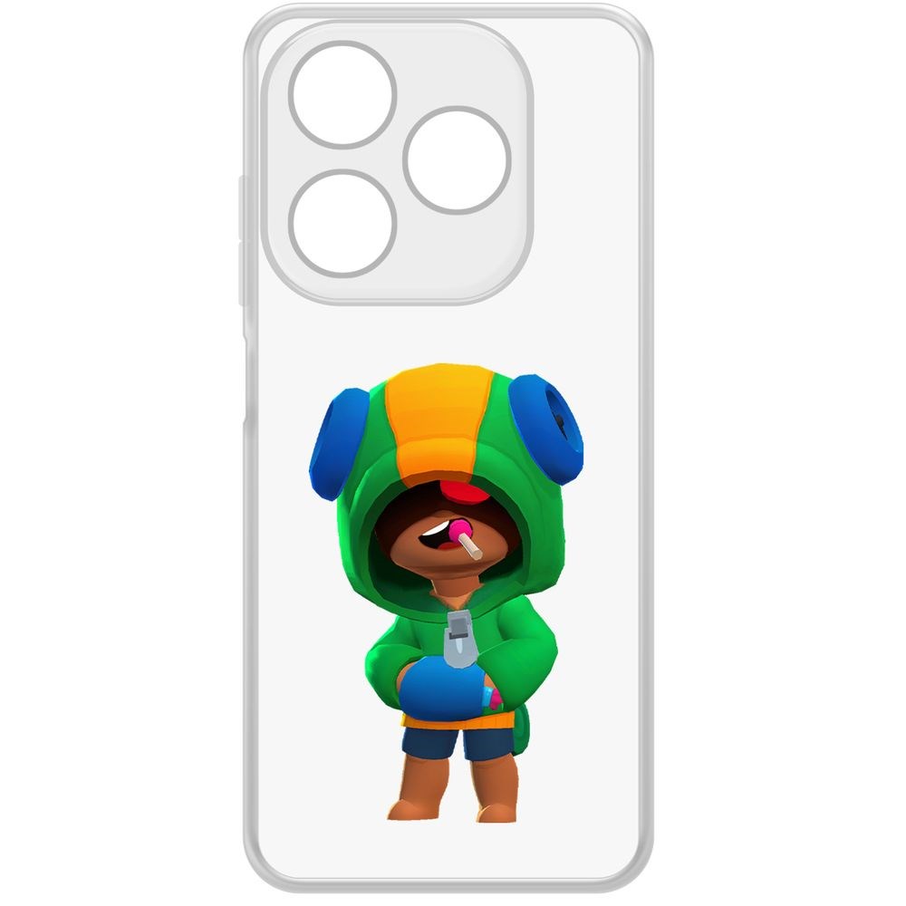 

Чехол-накладка Krutoff Clear Case Brawl Stars-Леон для TECNO Spark 20, Прозрачный