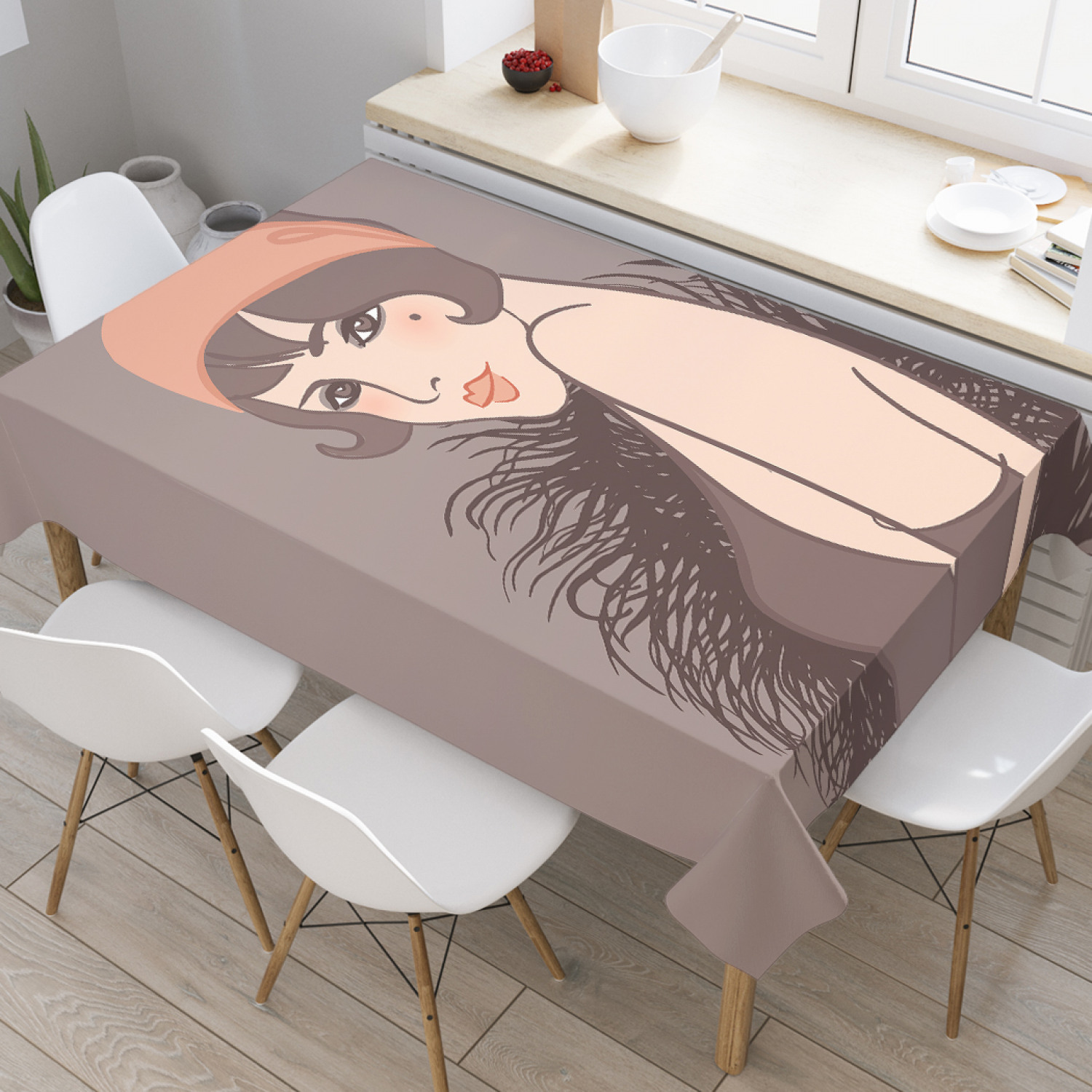 

Скатерть прямоугольная JoyArty "Смущенная девушка" из сатена, 120x145 см, Бежевый, Смущенная девушка