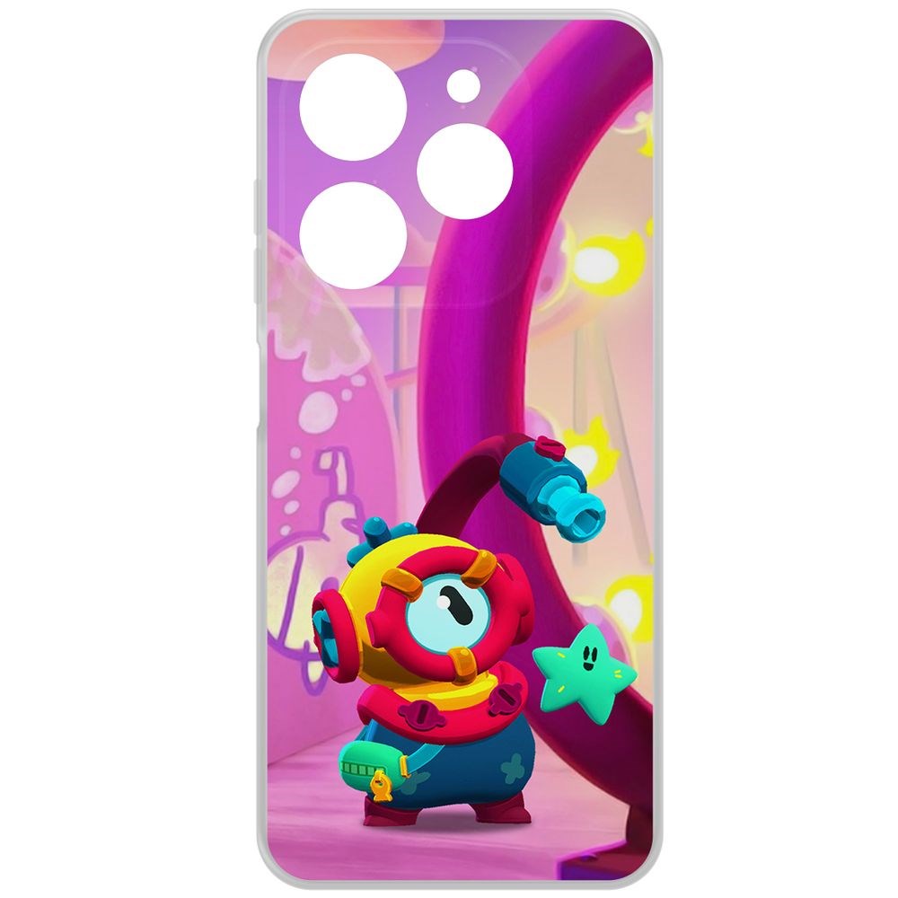 

Чехол-накладка Krutoff Clear Case Brawl Stars-Отис для TECNO Spark 20С, Прозрачный