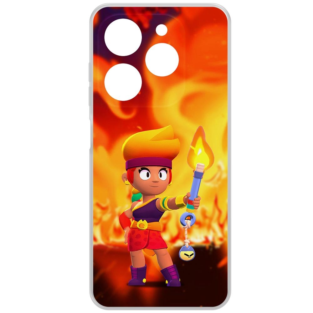 

Чехол-накладка Krutoff Clear Case Brawl Stars-Амбер для Tecno Spark 20С, Прозрачный