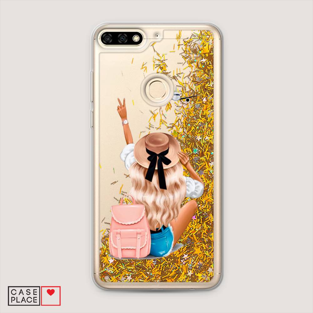 

Чехол Awog на Honor 7C "Автостопом самолетом", Бежевый;розовый;голубой, 64590-1