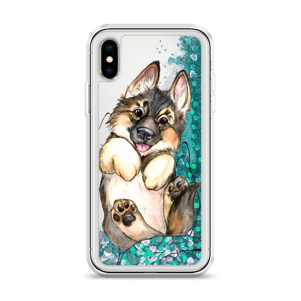 

Жидкий чехол с блестками "Овчарка в ладошках" на Apple iPhone X (10), 11095-1