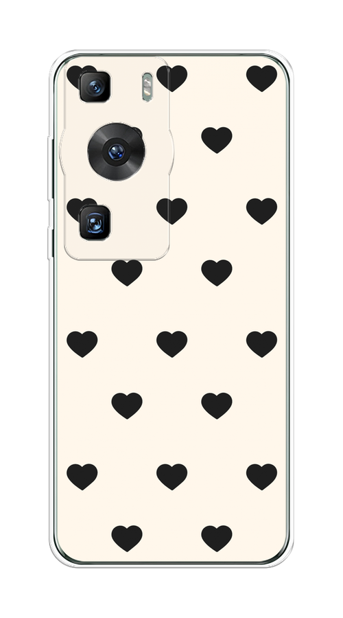 

Чехол на Huawei P60/P60 Pro "Черные сердечки на белом", Черный;белый, 6121150-1
