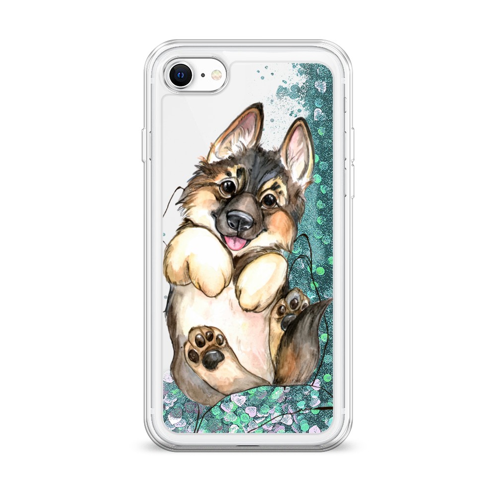 

Жидкий чехол с блестками "Овчарка в ладошках" на Apple iPhone SE 2022, 14895-1