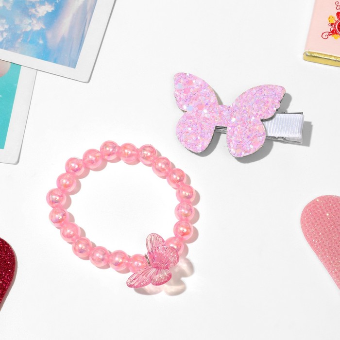 Комплект детский Выбражулька заколка браслет розовый комплект детский выбражулька 9863860 резинка клипсы браслет кольцо лютики