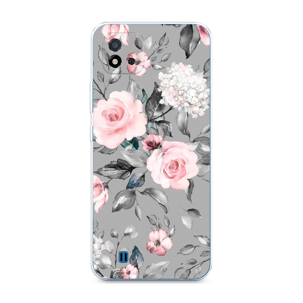 фото Чехол awog "розы на сером" для realme c20