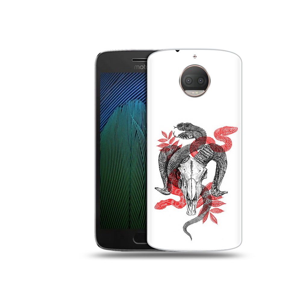 

Чехол MyPads Tocco для Motorola Moto G5S Plus змея в черепе рисунок (PT75337.377.365), Прозрачный, Tocco