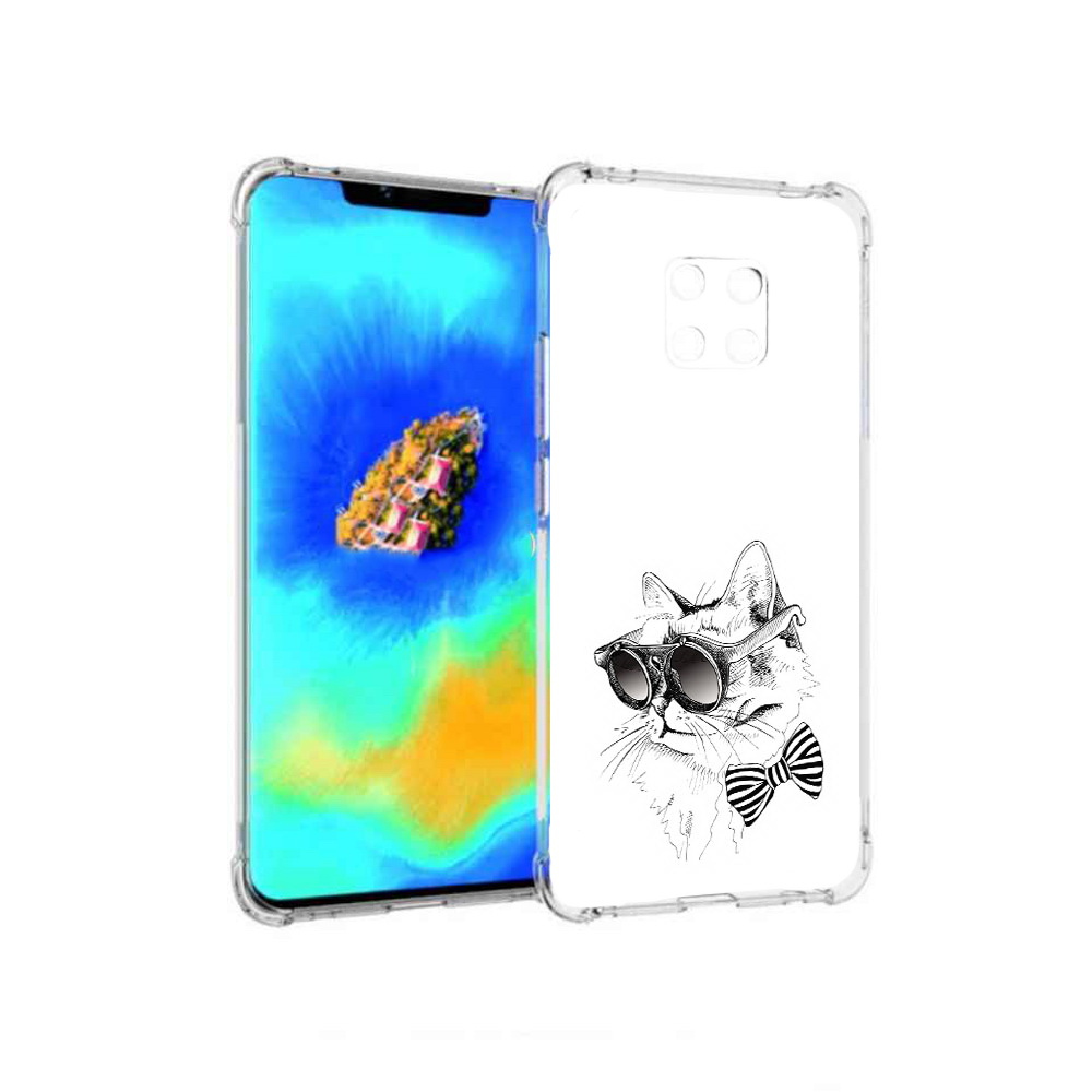 Чехол MyPads крутая кошка в очках для Huawei Mate 20 Pro