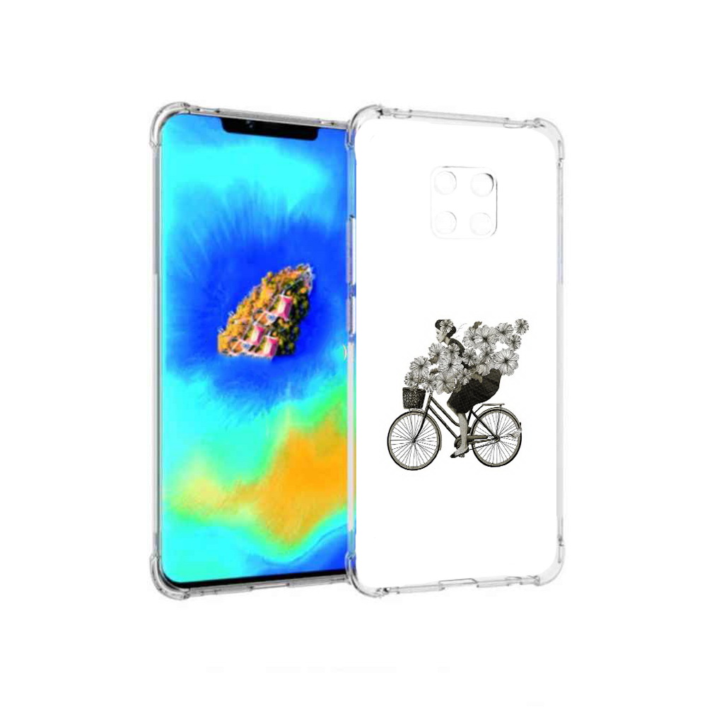 Чехол MyPads девушка на велосипеде с цветами для Huawei Mate 20 Pro