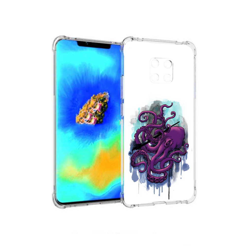 

Чехол MyPads фиолетовый осьминог для Huawei Mate 20 Pro, Прозрачный, Tocco