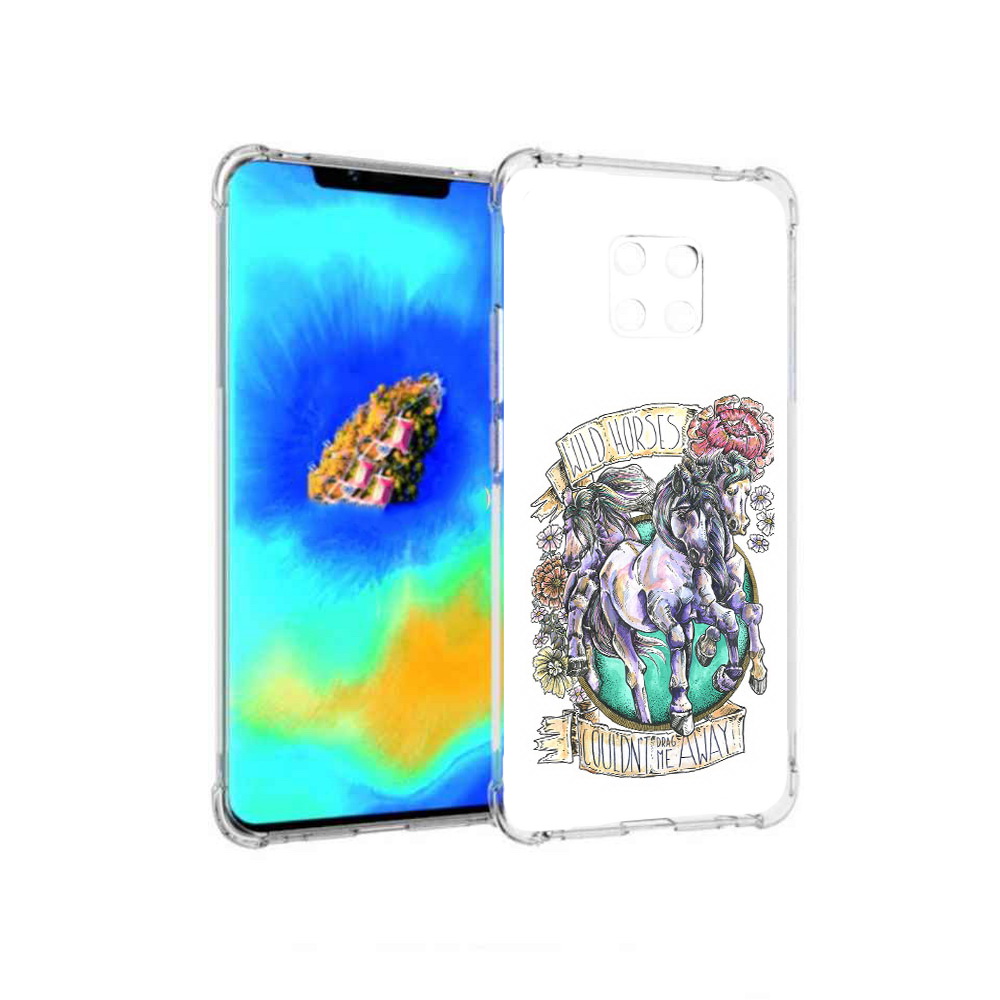 Чехол MyPads рисунок коней в цветах для Huawei Mate 20 Pro