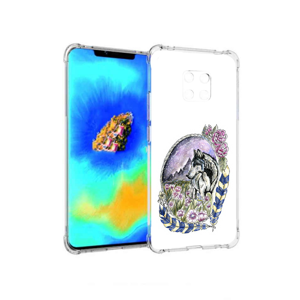 

Чехол MyPads нарисованный волк в цветах с перьями для Huawei Mate 20 Pro, Прозрачный, Tocco