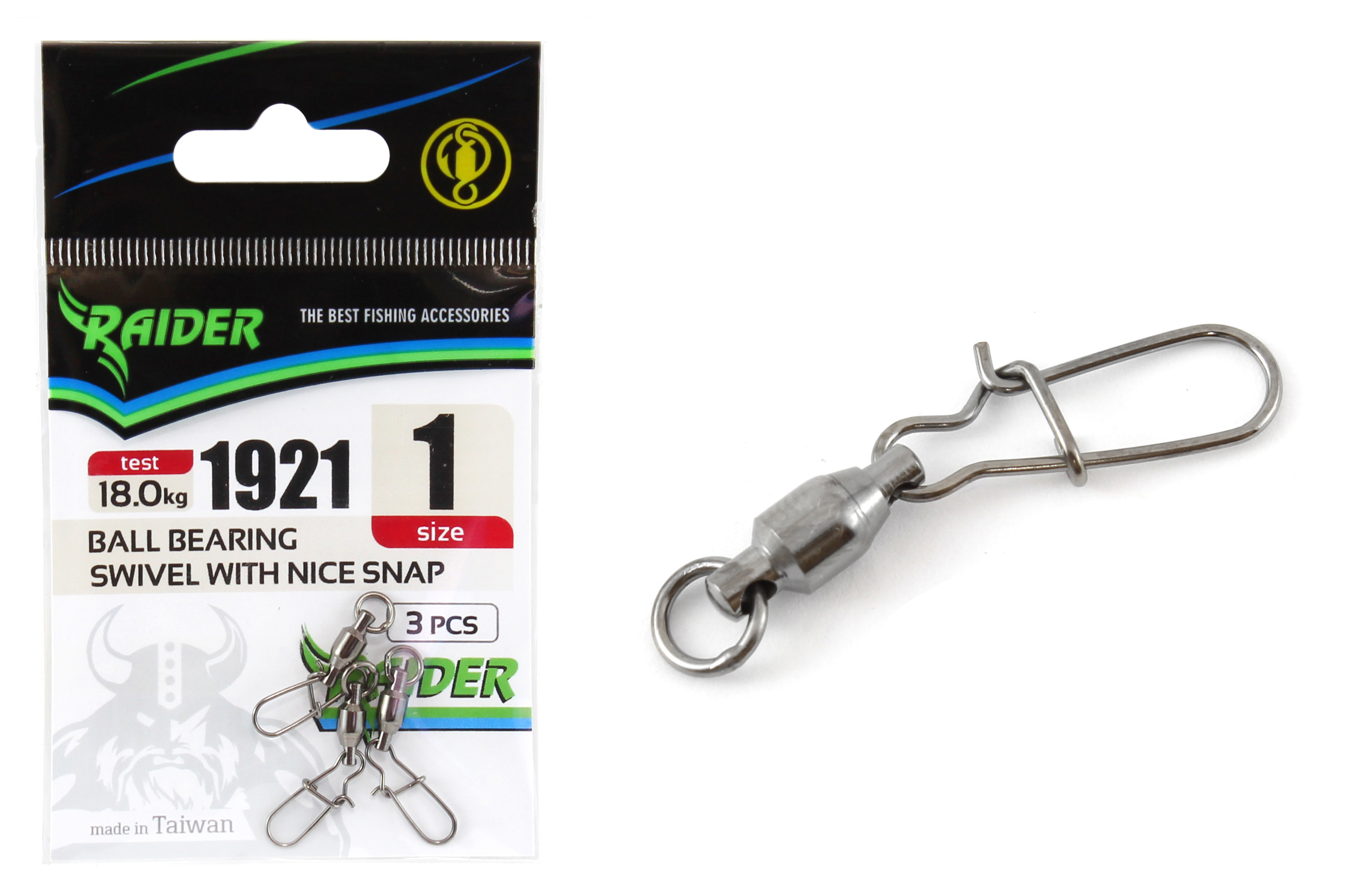 

Карабин с вертлюгом с подшип.RAIDER BALL BEARING SWIVEL WITH NICE SNAP (уп.3шт) №1