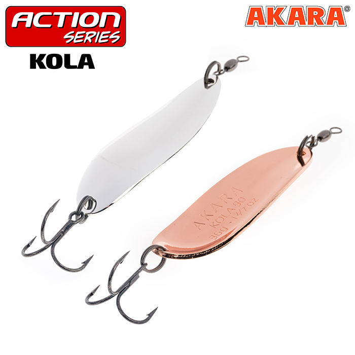 

Блесна колебалка Akara Action Series Kola 90 44 гр. 1-4/7oz. AB33/AB34, Серебристый;медный, Kola