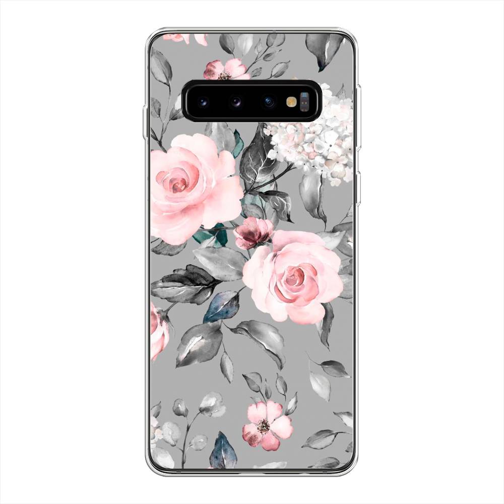 фото Чехол awog "розы на сером" для samsung galaxy s10 +