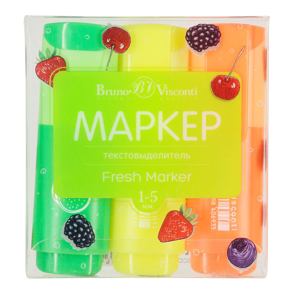 

Текстовыделители Bruno Visconti Fresh Marker 1-5 мм 3 шт, Разноцветный