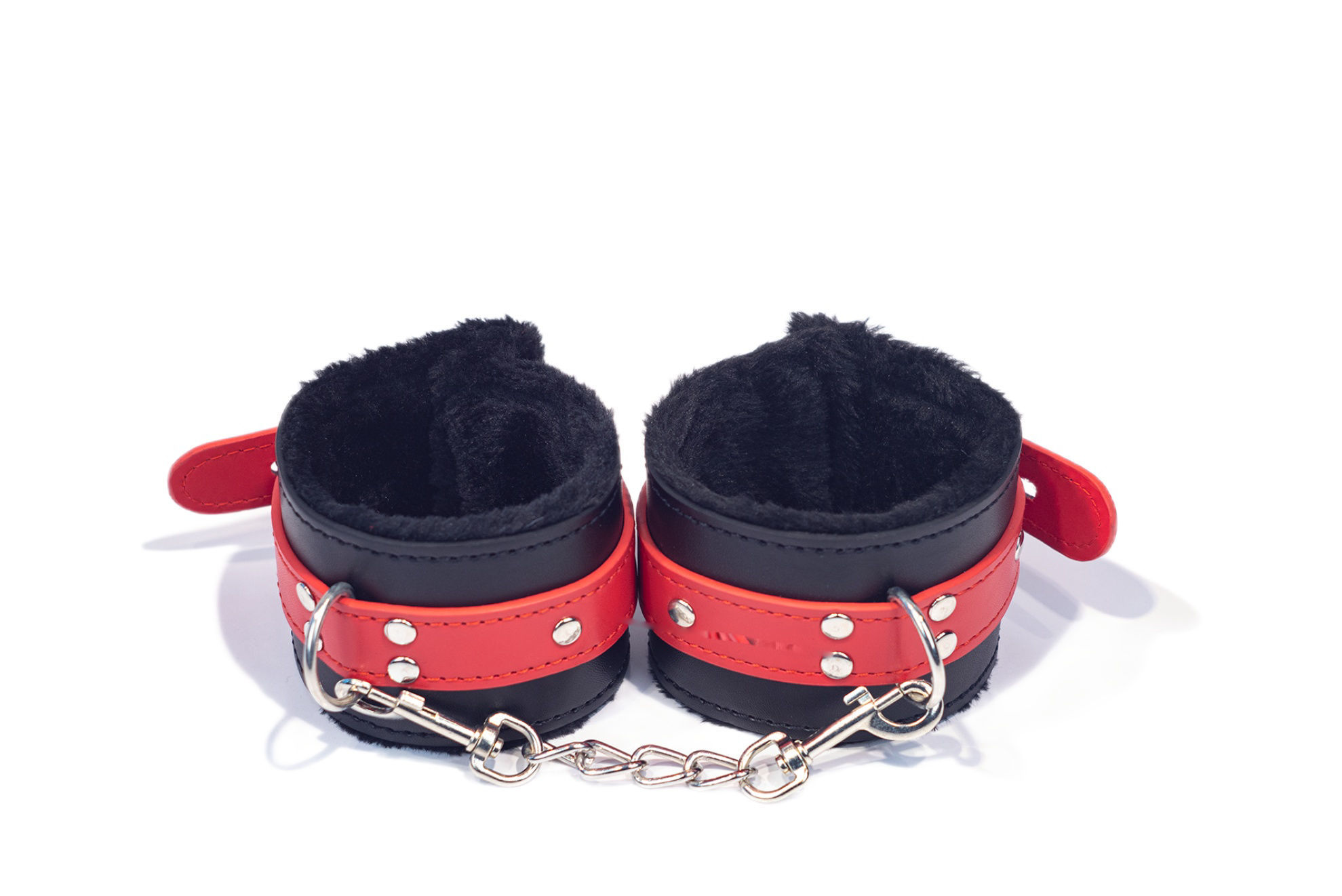 Бондажные поножи KISSEXPO черно-красные плюш