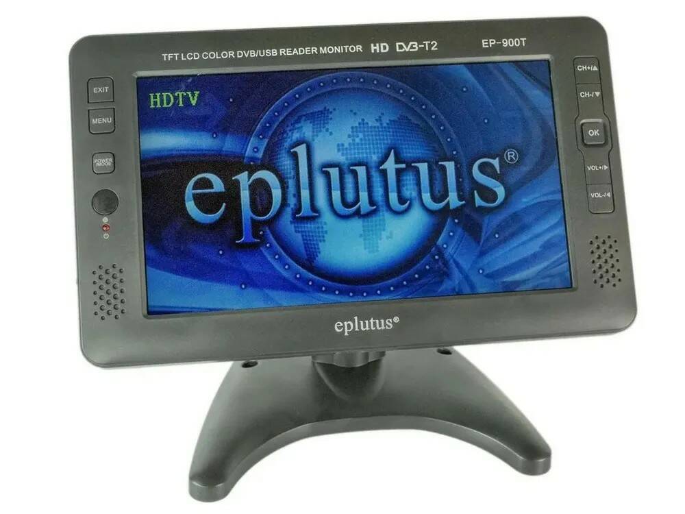 Автомобильный компактный телевизор Eplutus EP-900T (W3232RU) с ЖК 9-дюймовым экраном. Авто