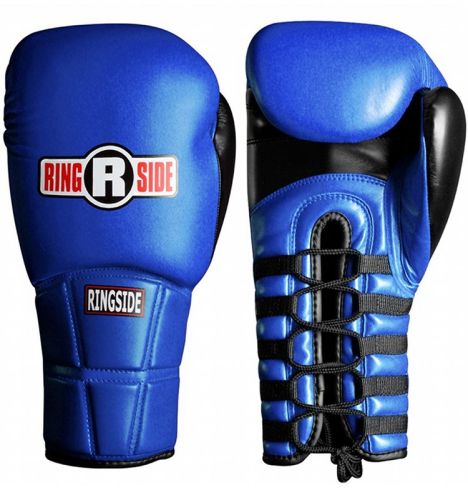 фото Перчатки профессиональные ringside на шнуровке, синий, 10oz