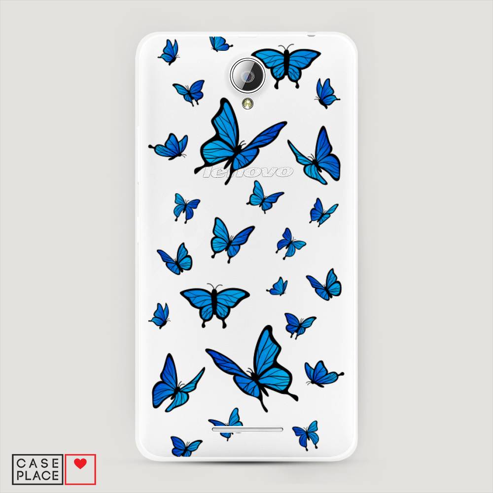 фото Чехол awog "синие бабочки" для lenovo a5000