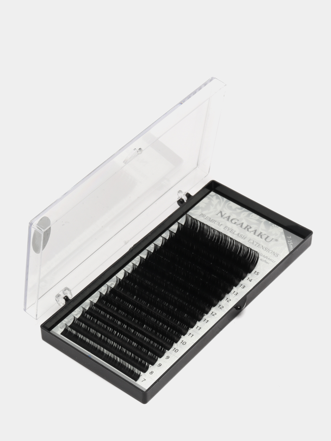 Черные накладные ресницы для наращивания Nagaraku Mix Premium 16 линий D 0.10 7-15 мм ресницы черные lovely silicone 16 линий mix изгиб c толщина 0 10 длина 9 11
