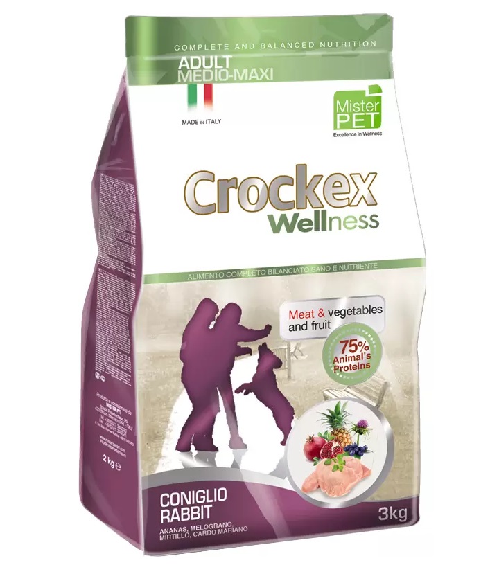 Сухой корм для собак Crockex Wellness Adult Medio-Maxi, кролик, рис, 3кг
