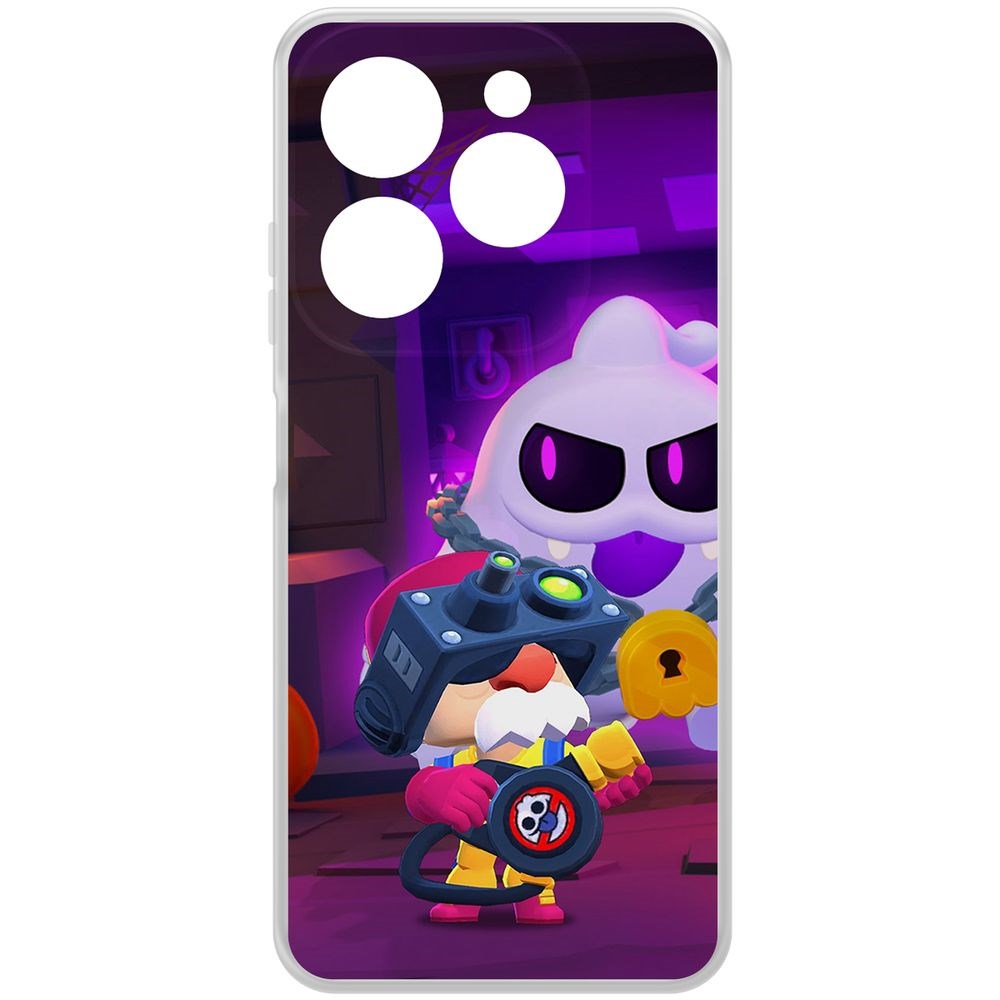 

Чехол-накладка Krutoff Clear Case Brawl Stars-Охотник за Скуиками Гэйл для INFINIX Hot 40i, Прозрачный