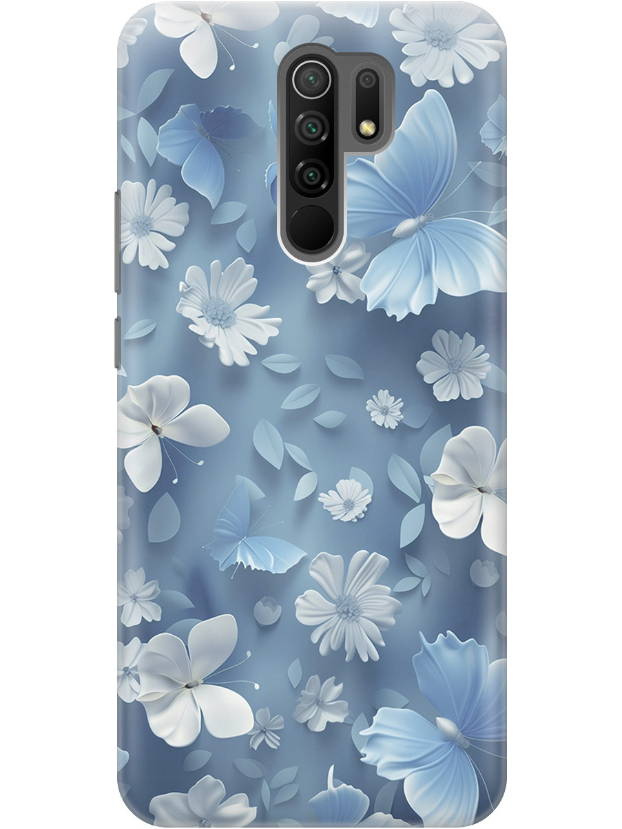 

Силиконовый чехол на Xiaomi Redmi 9 с принтом "Голубые бабочки", Прозрачный;белый;голубой, 723276710