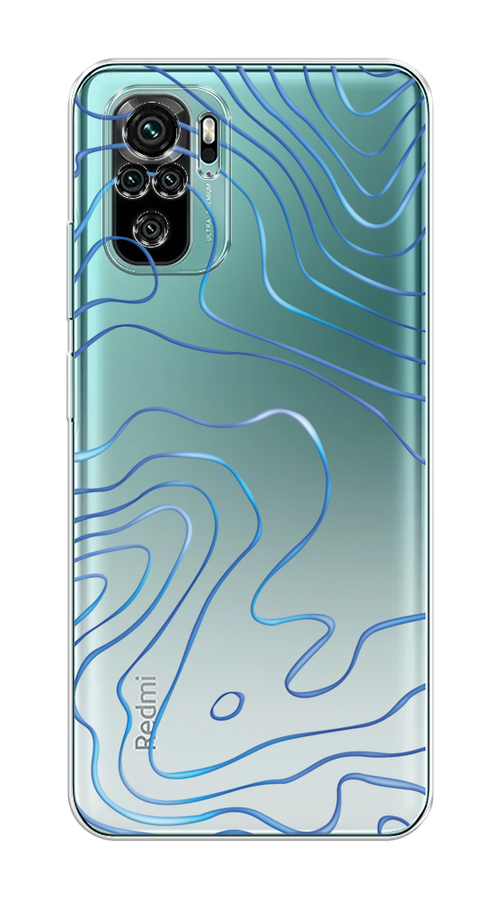 

Чехол на Xiaomi Redmi Note 10/Note 10S/M5s "Blue lines", Прозрачный;синий, 39950-1