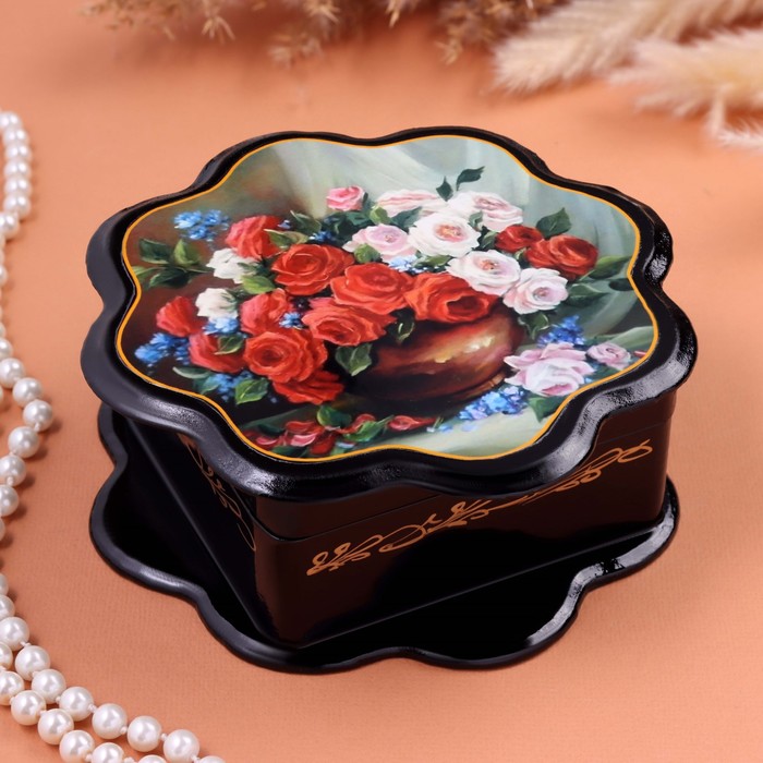 

Шкатулка "Розы", черная, 16 х 16 см, лаковая миниатюра