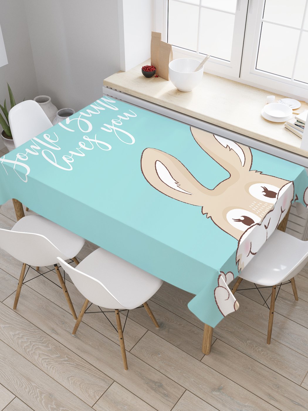 

Скатерть прямоугольная JoyArty "Какой-то кролик" из сатена, 120x145 см, Голубой, Какой-то кролик