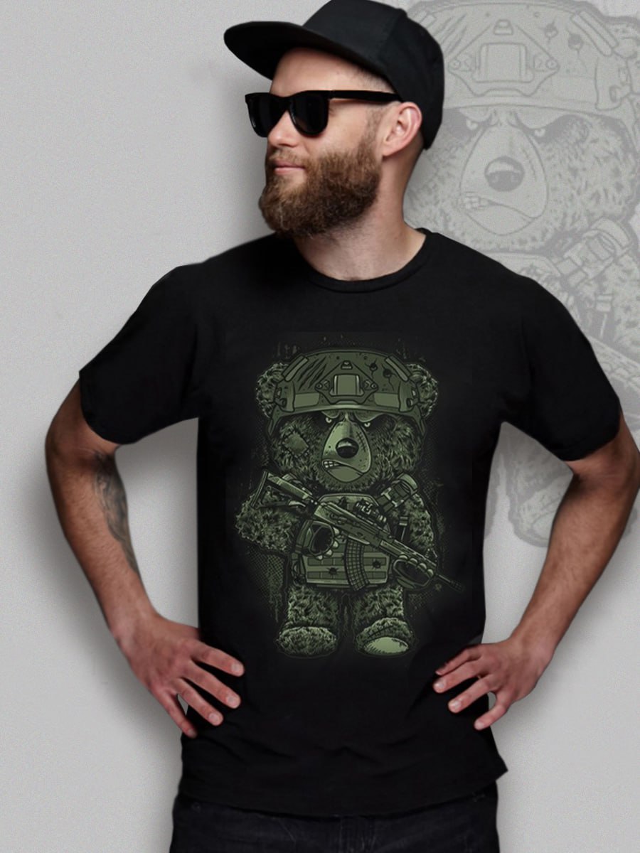 

Футболка мужская Angryman Медведь черная XXL, Черный, Медведь
