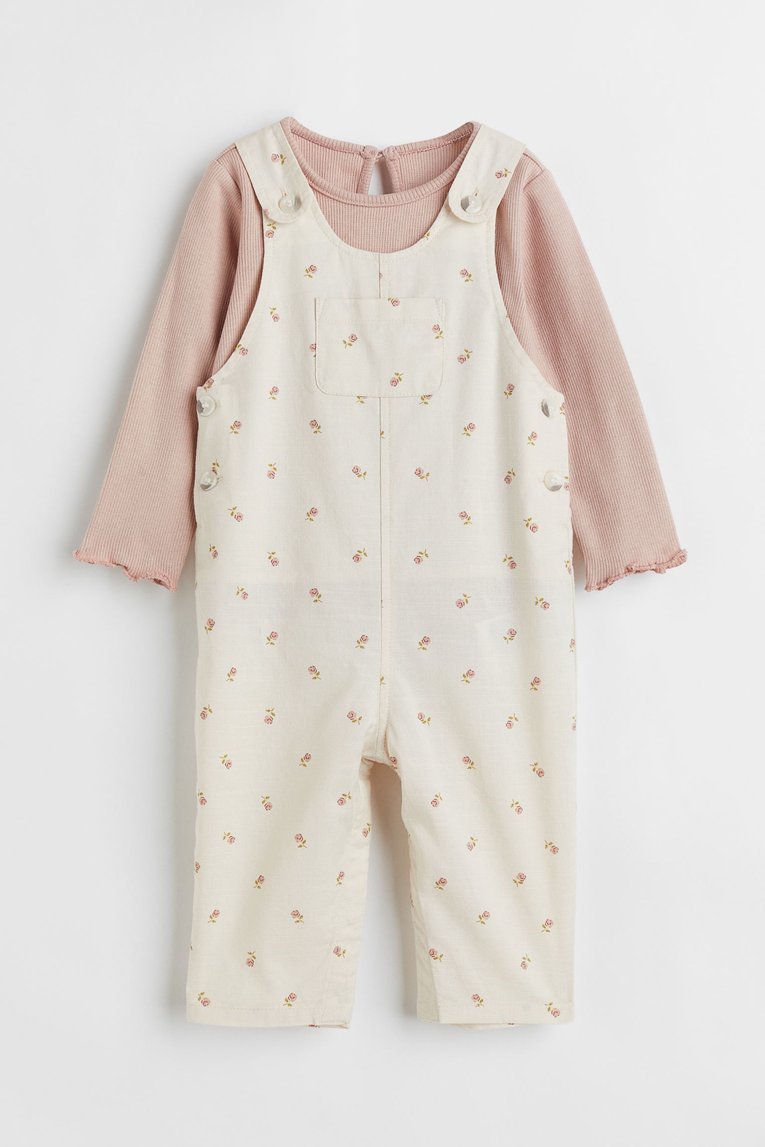 

Комплект из 2 предметов из хлопка H&M для девочек 86 белый/розы (доставка из-за рубежа), Бежевый;розовый, 1088156