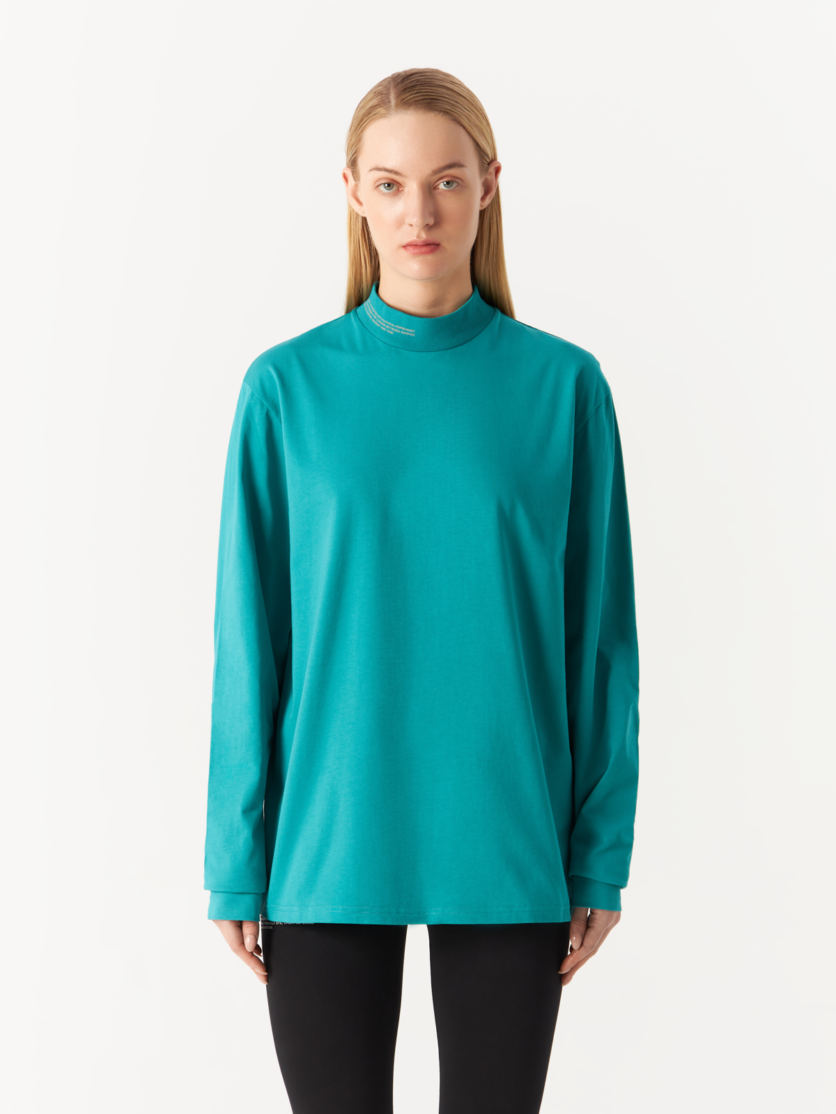 Футболка женская PANGAIA ORGANIC COTTON HIGH NECK LONG SLEEVE T-SHIRT зеленая XS