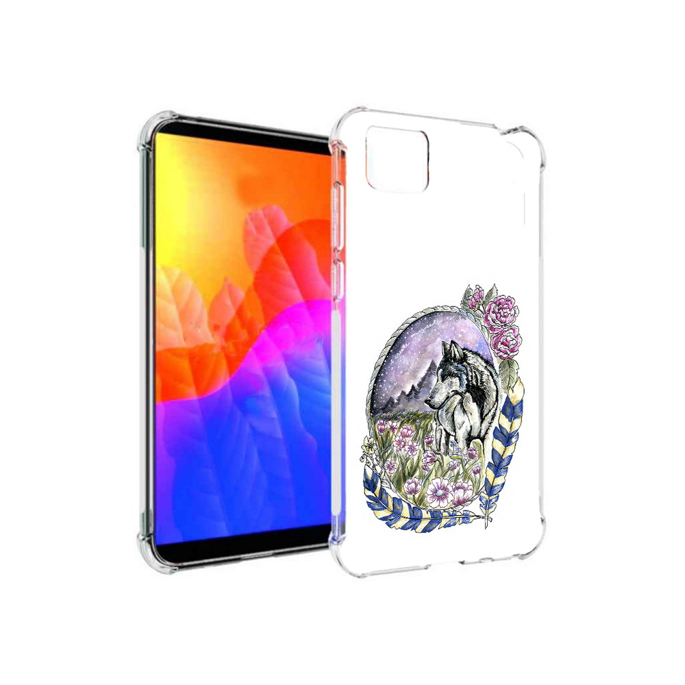 

Чехол MyPads нарисованный волк в цветах с перьями для Honor 9S, Прозрачный, Tocco