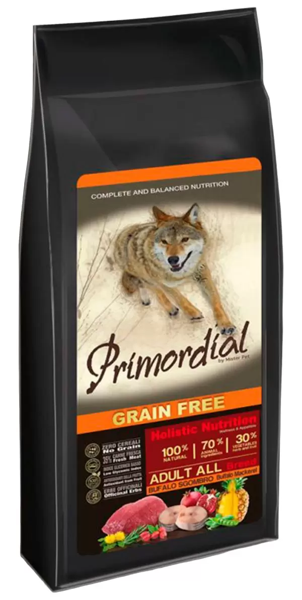 фото Сухой корм для собак primordial grain free adult all, буйвол, макрель, 12кг