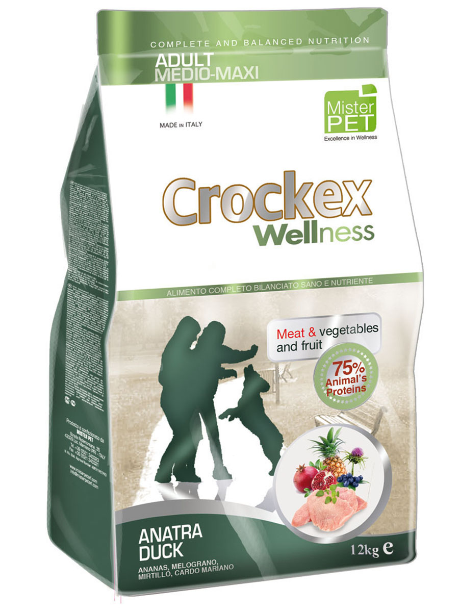 фото Сухой корм для собак crockex wellness adult medio-maxi, утка, рис, 12кг