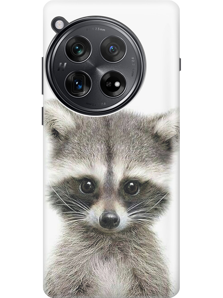 

Силиконовый чехол на OnePlus 12 с рисунком "Кроха-енот", Бежевый;белый;серый;черный, 20012114