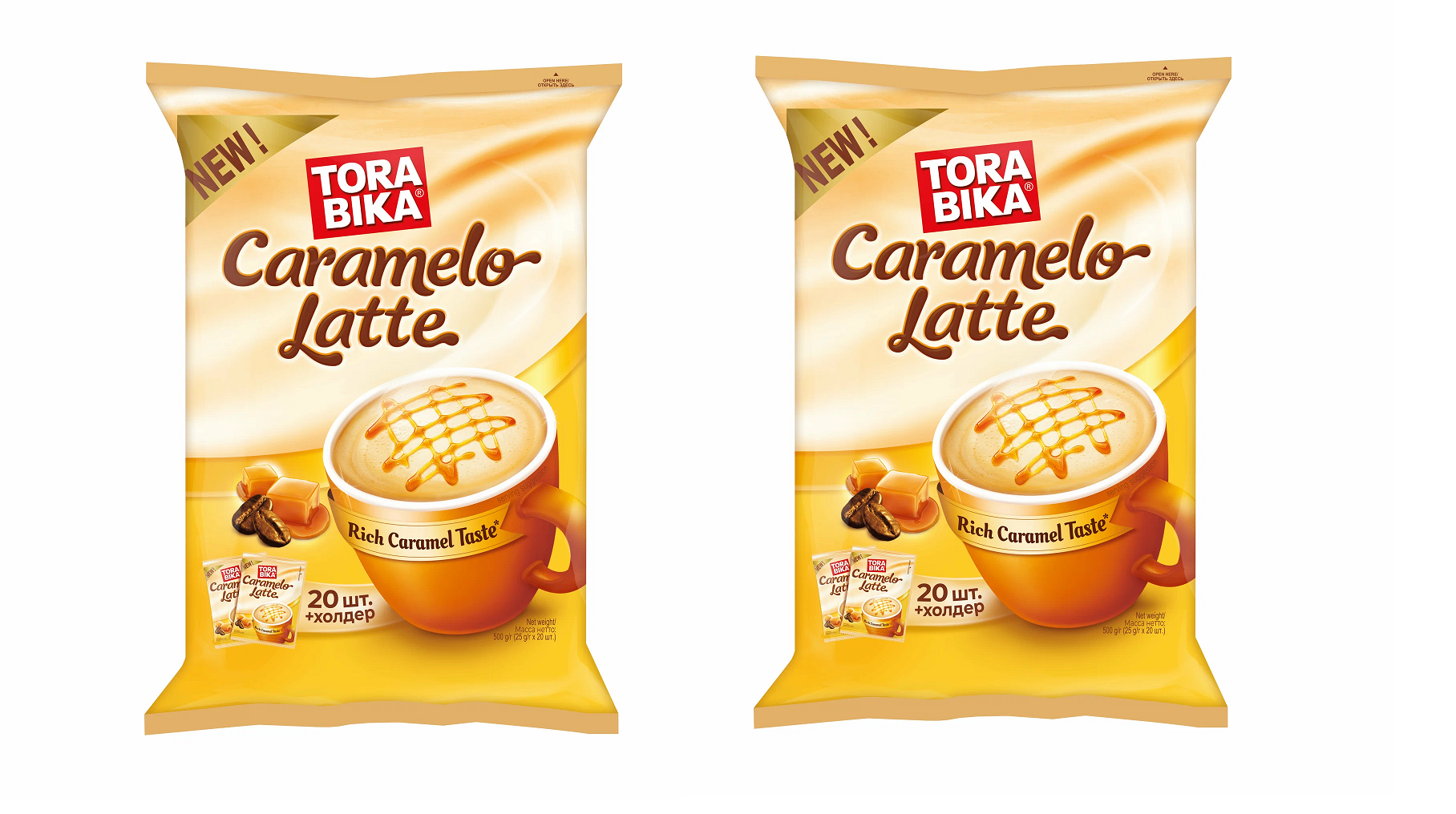 Кофе Torabika растворимый Caramelo Latte, 20 пак х 30 г х 2 упаковки