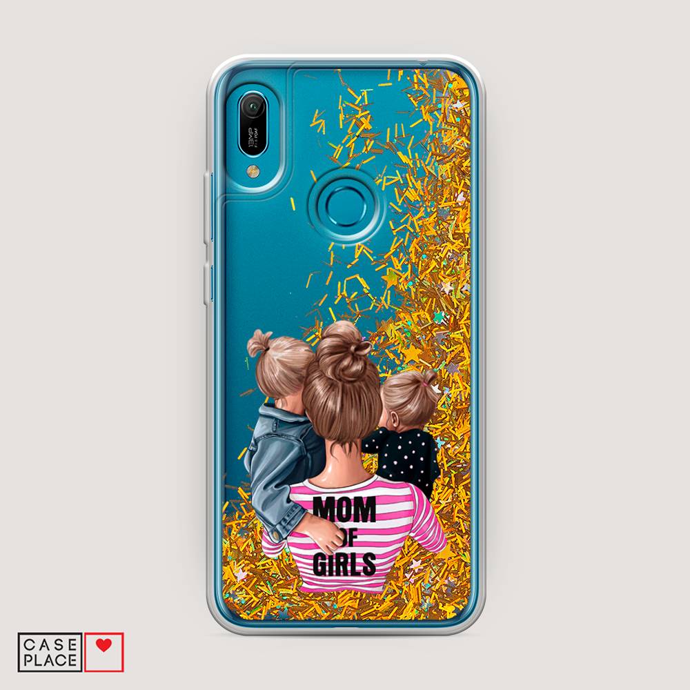 

Чехол Awog на Huawei Y6 2019 "Mom of Girls", Синий;розовый;черный, 68690-1