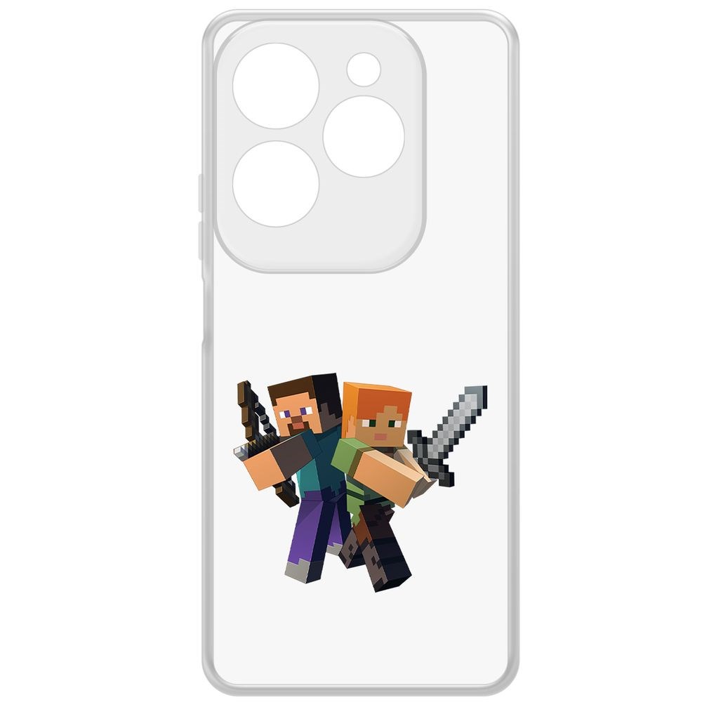 

Чехол-накладка Krutoff Clear Case Minecraft-Стив и Алекс для INFINIX Hot 40 Pro, Прозрачный